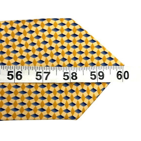 Bill Blass Vintage 100% Silk Dress Tie Yellow Geometric Weave Pattern 60" 3.75" - Picture 9 of 10